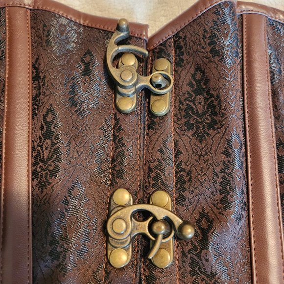 Brown and Brass Steampunk Overbust Corset - Picture 7 of 8